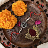 Vriksham Rakshabandhan Oxidized Sliver Om With Three Brad Rakhi-RB152